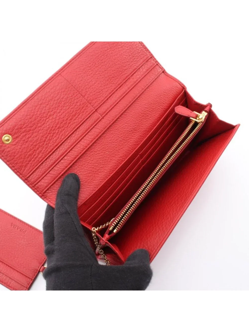 Prada Bifold Wallet Red Leather
